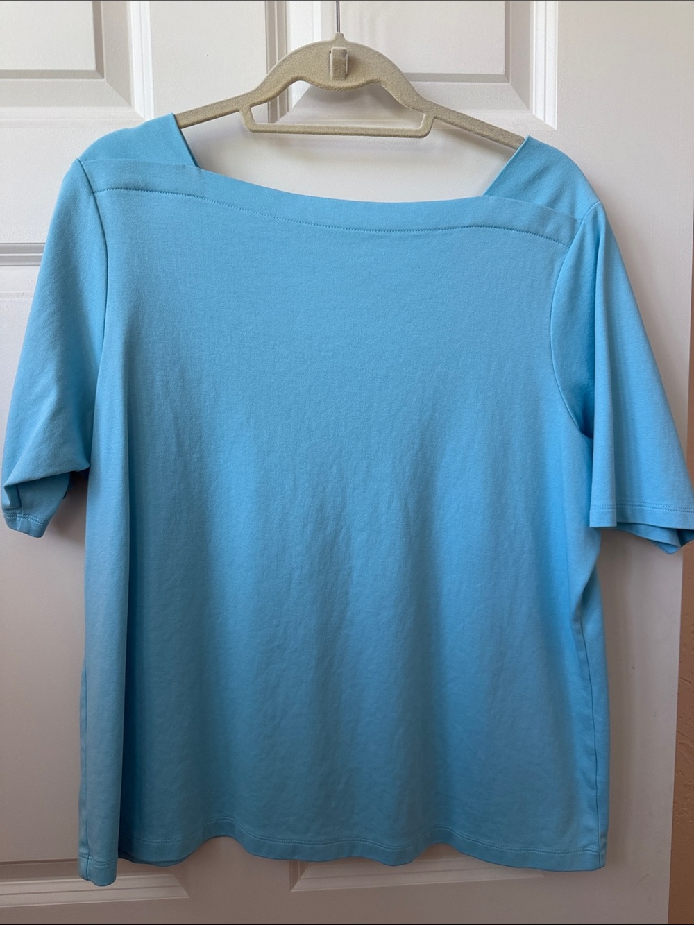 LL Bean Women's Short Sleeve Boatneck Top - Light Blue size 1X